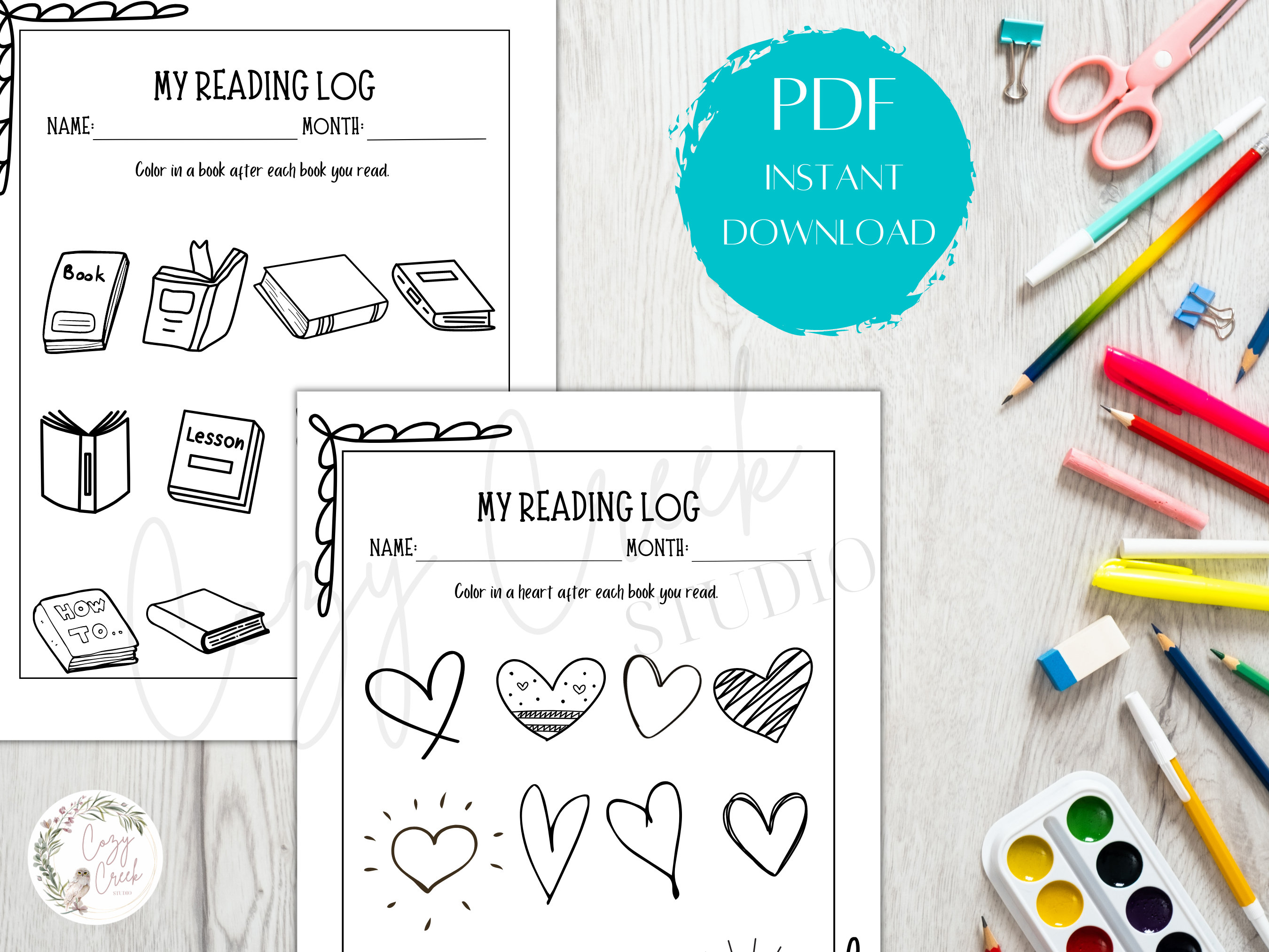 Printable Kids Reading Log Coloring Pages Monthly School - Etsy Australia