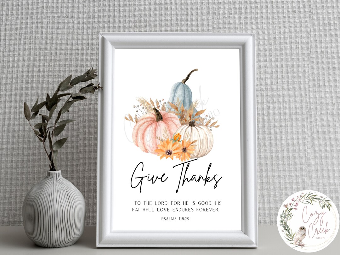Printable Fall Watercolor Pumpkin Decor | Scripture Wall Print | Psalms ...