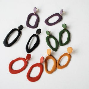 Bold Color Porcelain Statement Earrings: Handmade Ceramic Jewelry