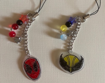 Deadpool and Wolverine Matching Handmade Shrinky Dink Keychains