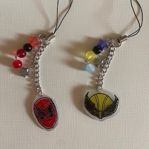 Deadpool and Wolverine Matching Handmade Shrinky Dink Keychains