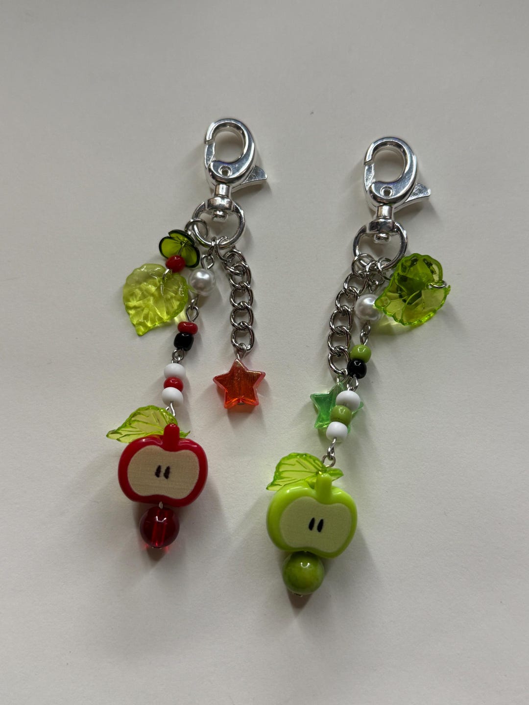 Handmade Green/red Apple Keychain Set or Individual - Etsy