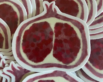 Pomegranate Sticker: 2x2 inch, Water Bottle Decal