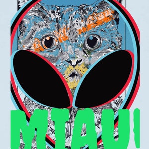 Wall art, cat art, new art, space art, post-modern, human art