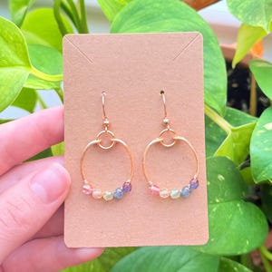 Rainbow Beaded Hoop Earrings Gold Pride Jewelry Colorful Bead Wrapped Hoops Festival Earrings Gift for Friend Summer Statement Jewelry