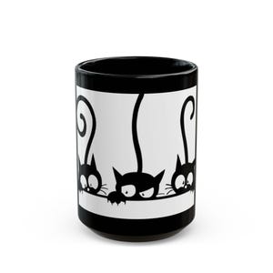 Cute Cat Mug, Black Cat Coffee Cup, Cat Lover Gift, Animal Lover Mug - 11oz, 15oz, Gift for Cat Lovers, Ceramic Cat Mug, Funny Cat Gift, Cat