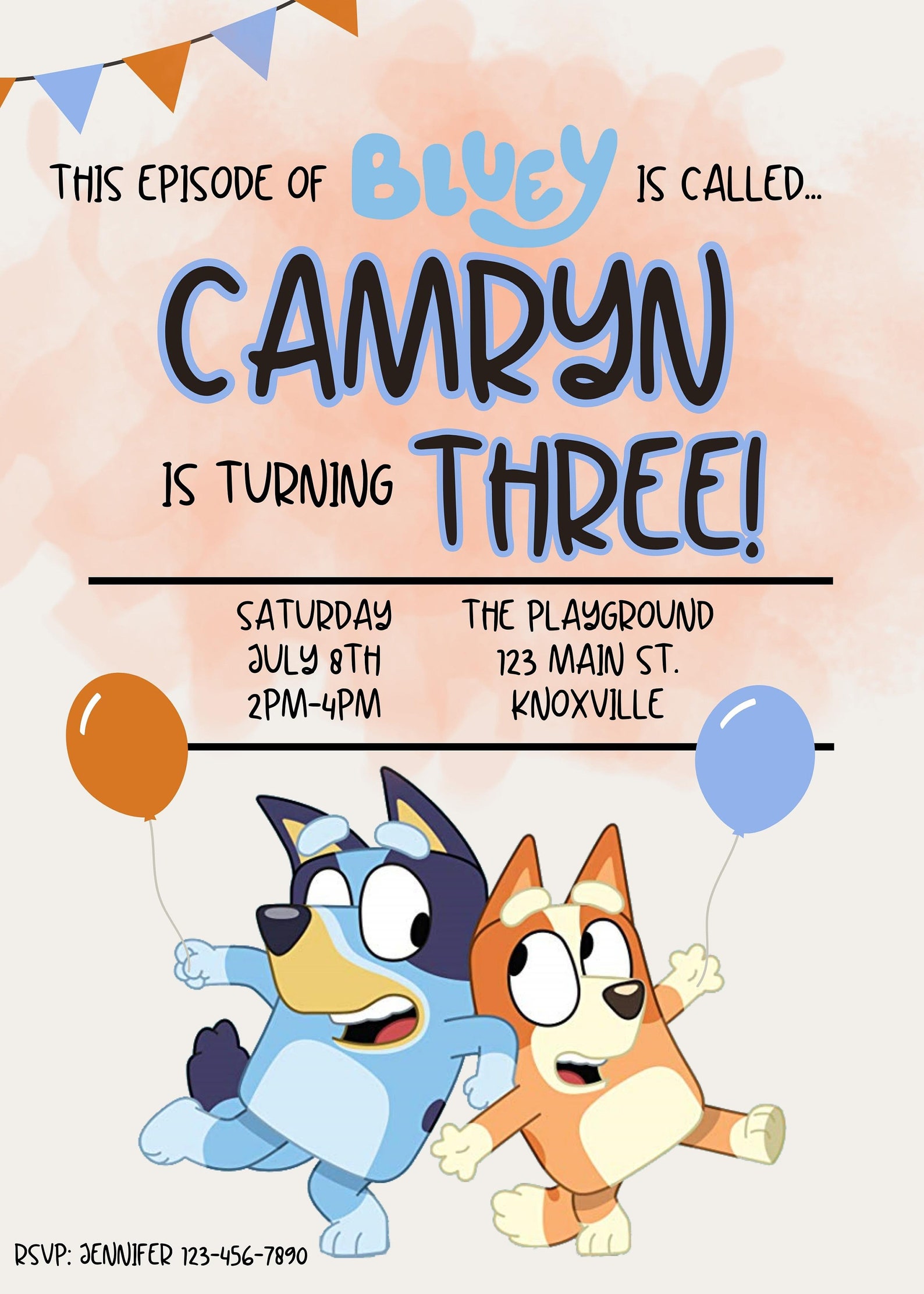 EDITABLE Bluey Birthday Invitation Bluey Inspired Birthday Etsy