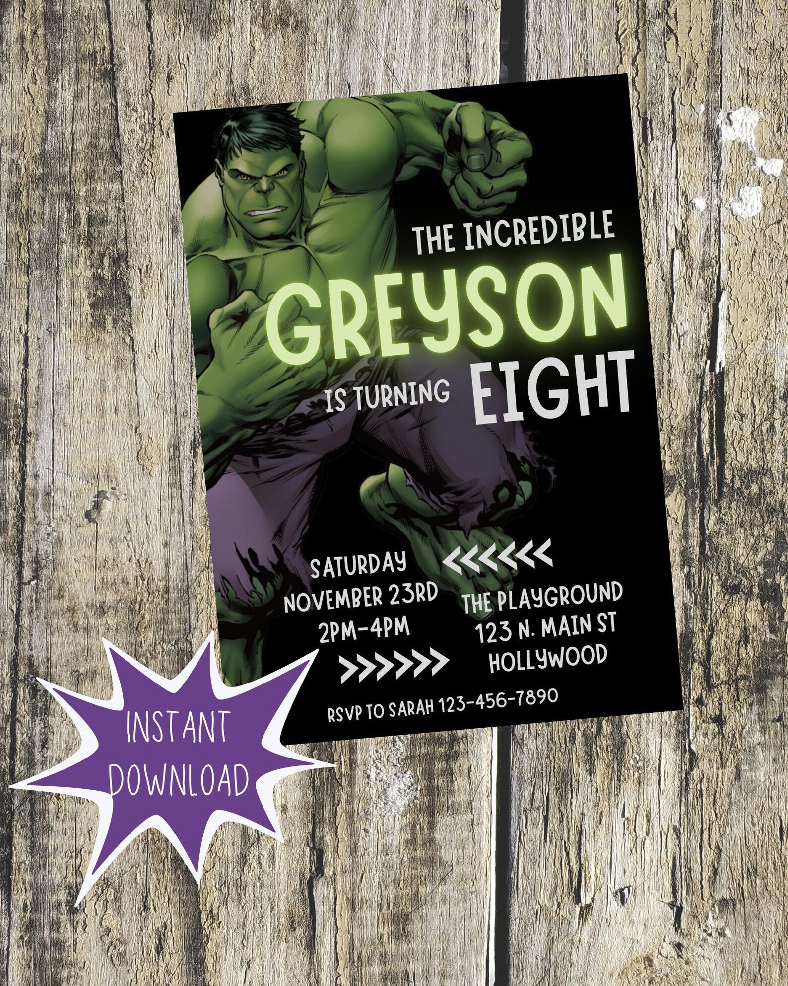EDITABLE Hulk Birthday Invitation the Hulk Birthday Etsy