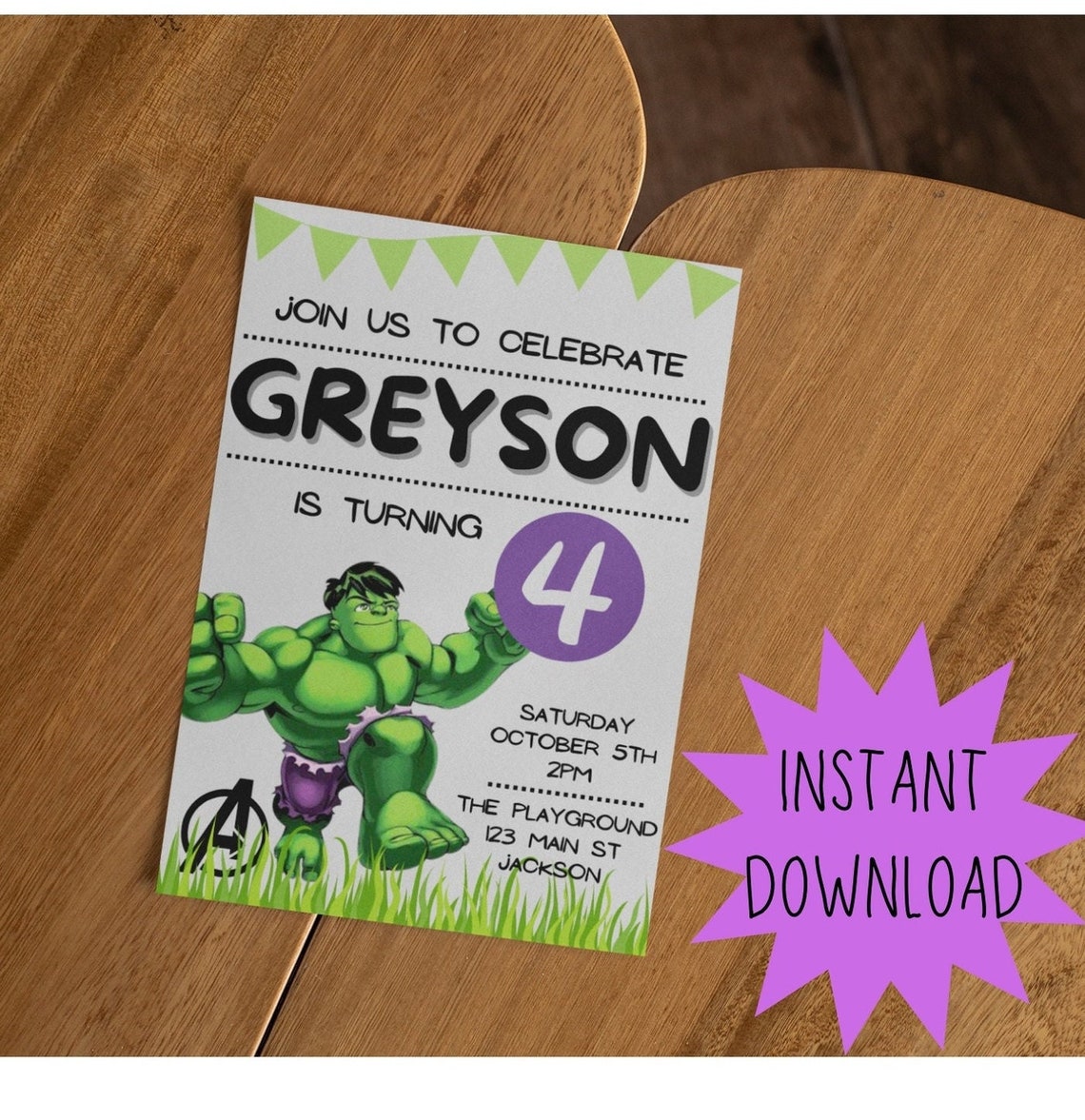 EDITABLE Hulk Birthday Invitation the Hulk Birthday Etsy