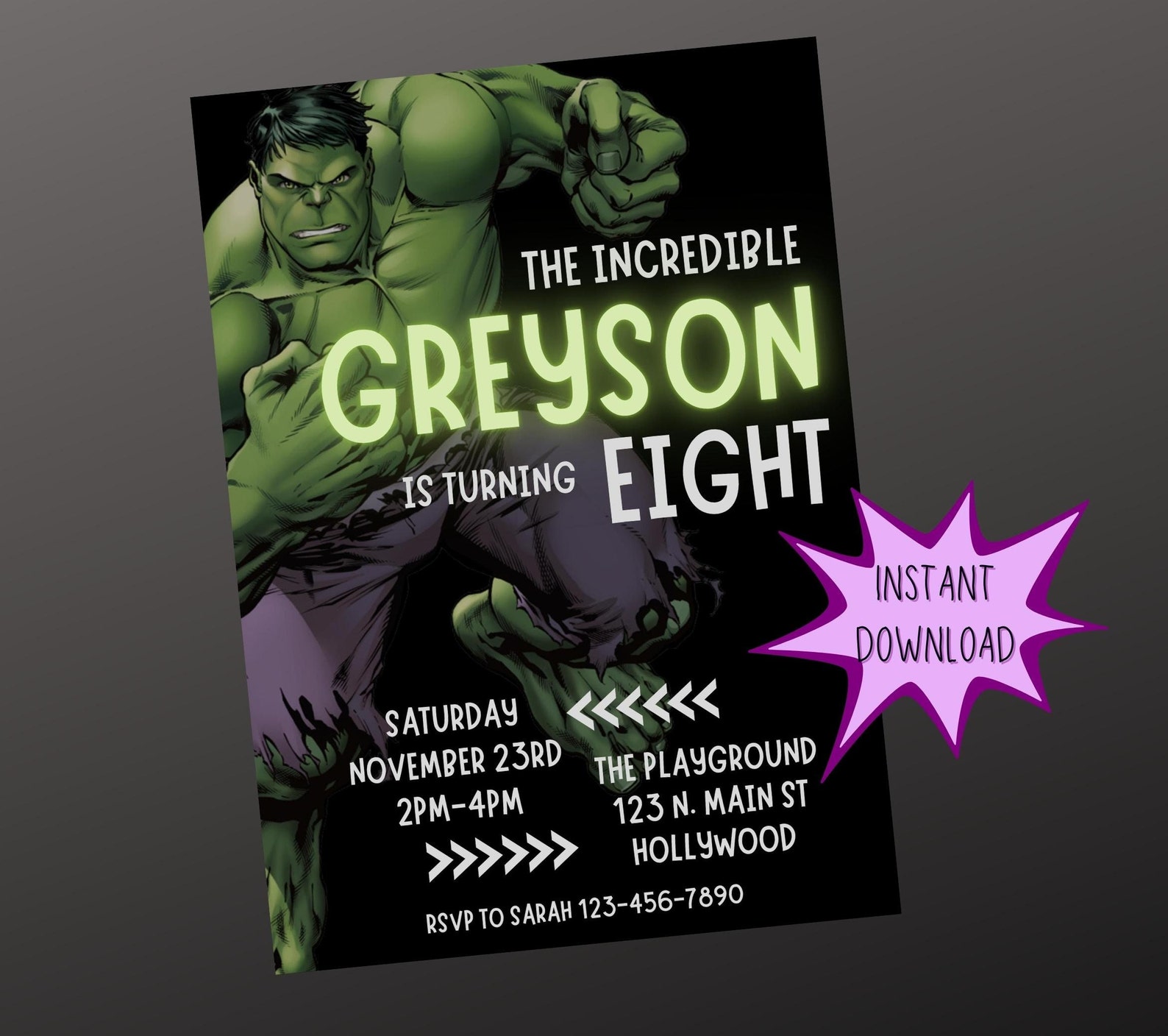 EDITABLE Hulk Birthday Invitation the Hulk Birthday Etsy