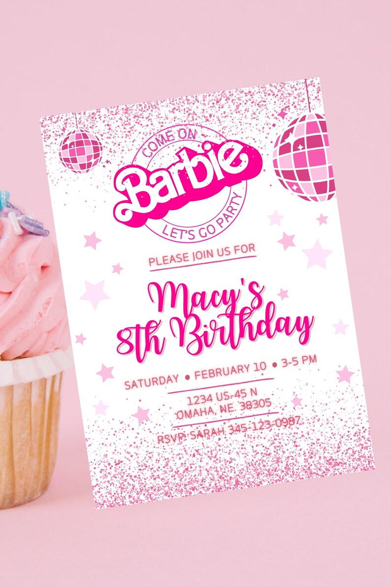 EDITABLE Barbie Birthday Invitation, Kids Birthday Invite, Printable