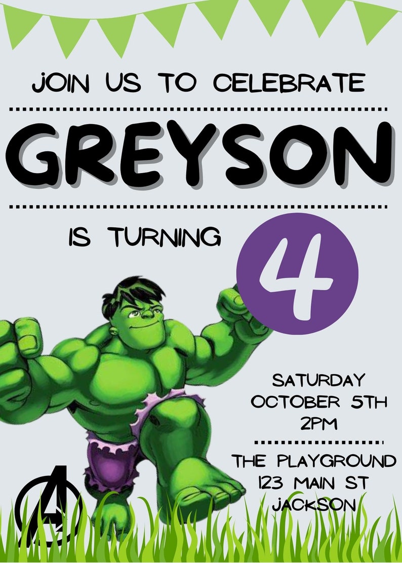 EDITABLE Hulk Birthday Invitation the Hulk Birthday Etsy