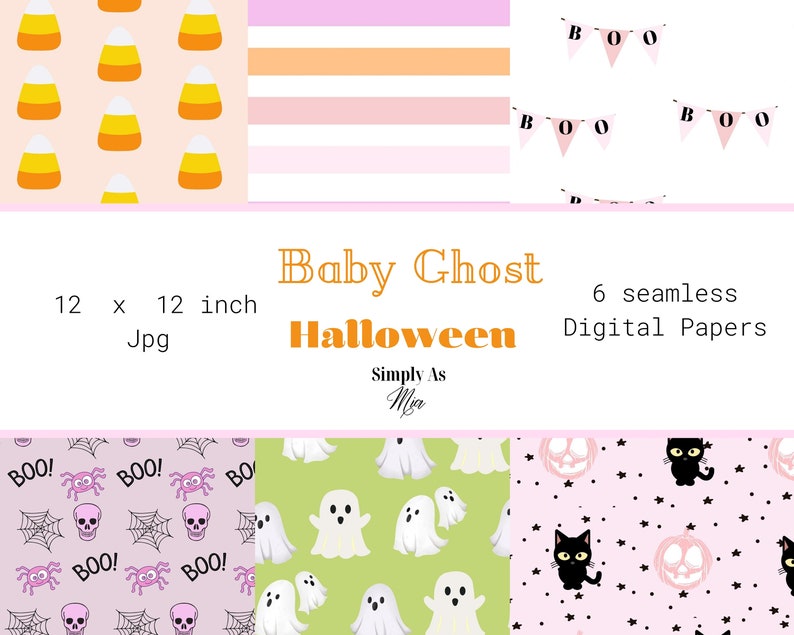 Halloween digital paper, Halloween digital paper pack, scrapbook paper halloween, halloween decorative seamless paper, seamless paper packs image 1