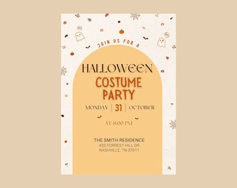 Halloween Dinner Party Invite, Halloween Party Invite, Halloween Party Invitation, Editable Invitation, Minimal halloween invitation