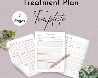 Treatment Plan Editable and Printable Template | Psychotherapist Counselor Social Work Psychologist Nurse Occupational Therapy