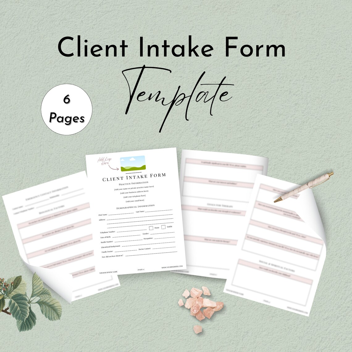 Client Intake Form With Biopsychosocial Questionnaire Editable ...