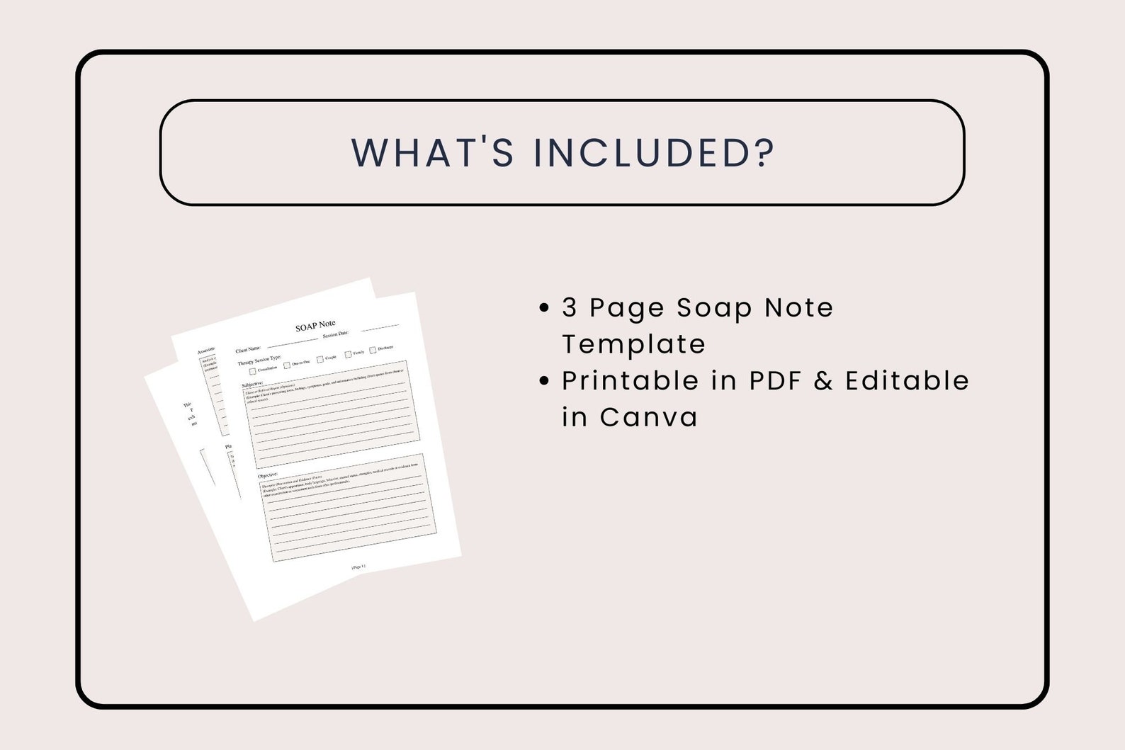 SOAP Note Printable Template With Therapy Intervention Phrases