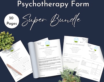 Psychotherapy Forms Template Bundle | Includes Client Consent, Client Intake, Release of Information, and much more