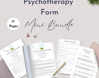 Psychotherapy Form Documentation Mini Bundle | Includes Client Consent, Client Intake & Therapy Note Templates