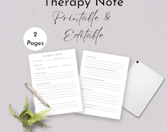 Therapy Note Template for Therapist Psychotherapist Counsellor Social Worker Psychologist in Private Practice | Printable and Editable |