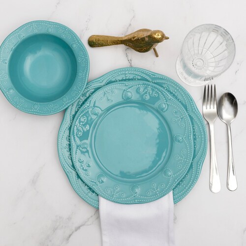 12 Piece Porcelain Dinnerware Set Light Pink Etsy