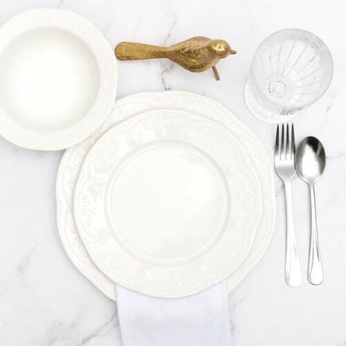 12 Piece Porcelain Dinnerware Set White Etsy
