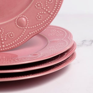 12 Piece Porcelain Dinnerware Set Pink image 2