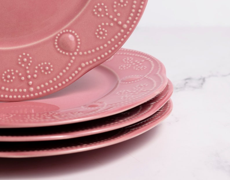 12 Piece Porcelain Dinnerware Set Pink image 2