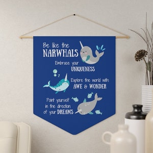 Narwhal Pennant, Whale Pennant, Narwhal Decor, Affirmation for Kids, Whale Nursery Decor, Ocean Kids Room Decor, Narwhal Baby Shower Gift