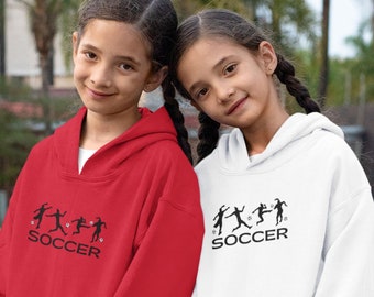 Girls Soccer Hooded Sweatshirt, Youth Soccer Hoodie, Kids Soccer Gift, Soccer Team Warm Up Shirts, Soccer Lover Shirt, Soccer Sweatshirt