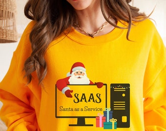 Santa As A Service Christmas Sweatshirt for Software Engineer, Gift for Full Stack Software Developer, Computer Programmer Holiday Sweater