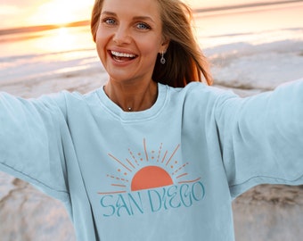 San Diego Sweatshirt Del Mar Encinitas La Jolla Coronado Island Belmont Park Mission Beach Oversized Sweatshirt California Vacation CA Shirt