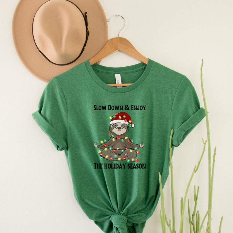 Funny Santa Sloth T-Shirt, Sloth Lover Gift, Sloth Christmas Pajamas, Christmas Sloth Shirt, Sloths Holiday Tee Shirt, Animal Lover T Shirt image 7