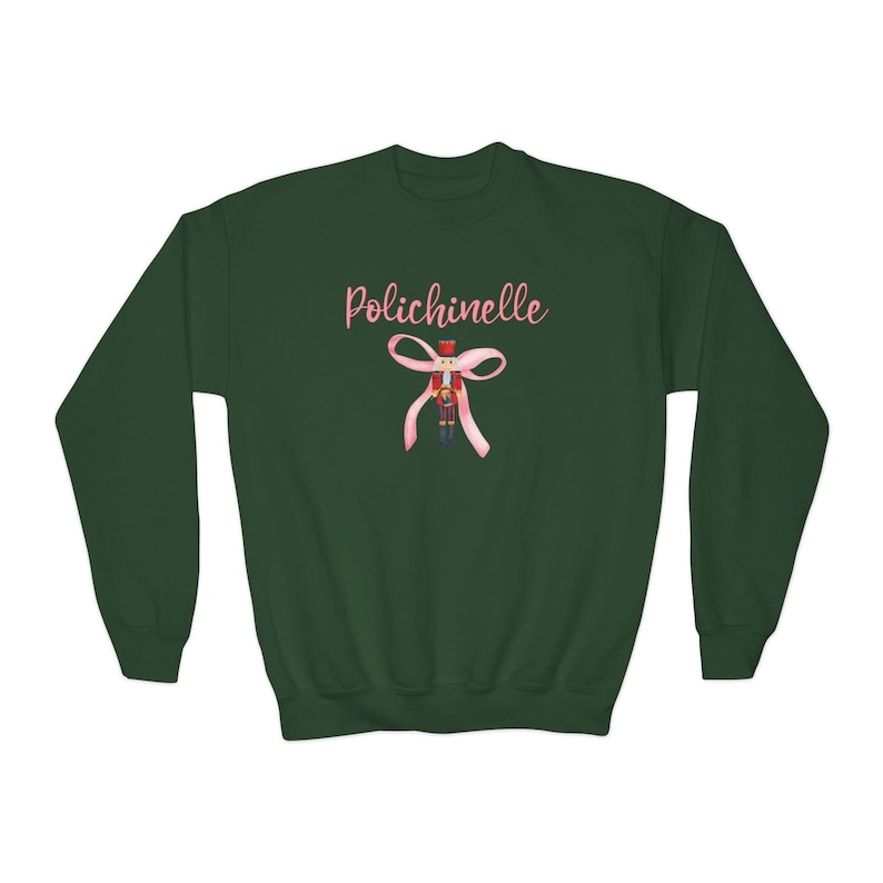 Polichinelle Nutcracker Coquette-Style YOUTH Sweatshirt, Kids Custom Nutcracker Ballet Sweater, Girls Christmas Ballet Shirt, Mother Ginger image 3