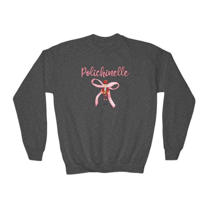 Polichinelle Nutcracker Coquette-Style YOUTH Sweatshirt, Kids Custom Nutcracker Ballet Sweater, Girls Christmas Ballet Shirt, Mother Ginger image 4