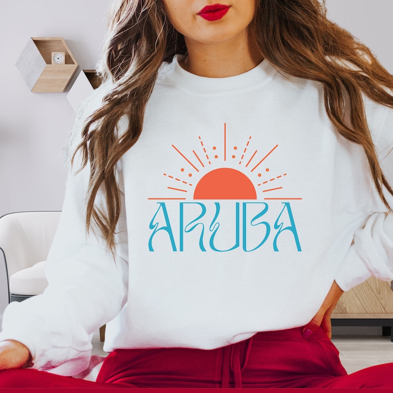 Aruba Sweatshirt Aruba Crewneck Oversized Sweatshirt Caribbean Beach Vacation Shirt Oranjestad Aruba Gift Caribbean Gift Netherland Shirt image 3