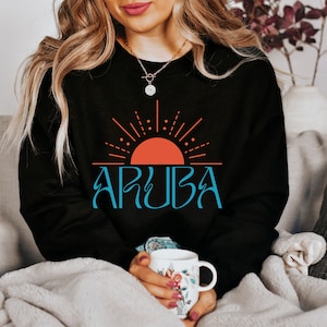 Aruba Sweatshirt Aruba Crewneck Oversized Sweatshirt Caribbean Beach Vacation Shirt Oranjestad Aruba Gift Caribbean Gift Netherland Shirt image 2
