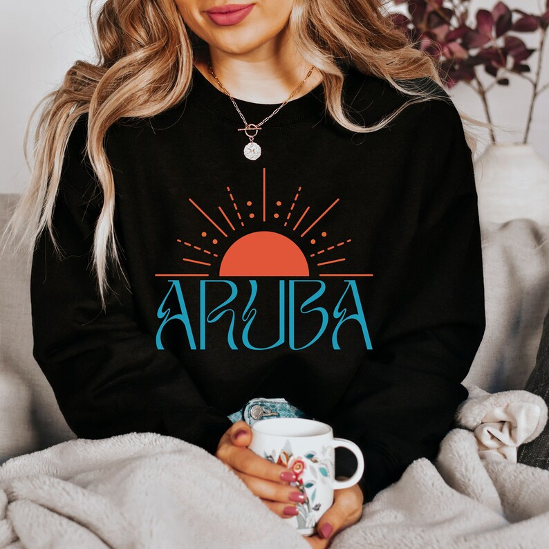 Aruba Sweatshirt Aruba Crewneck Oversized Sweatshirt Caribbean Beach Vacation Shirt Oranjestad Aruba Gift Caribbean Gift Netherland Shirt image 2