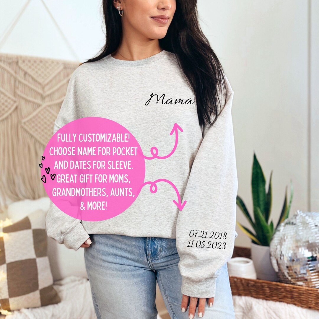 CUSTOM Mama Sweatshirt, Personalized Mom Crewneck Sweatshirt, Gift for ...