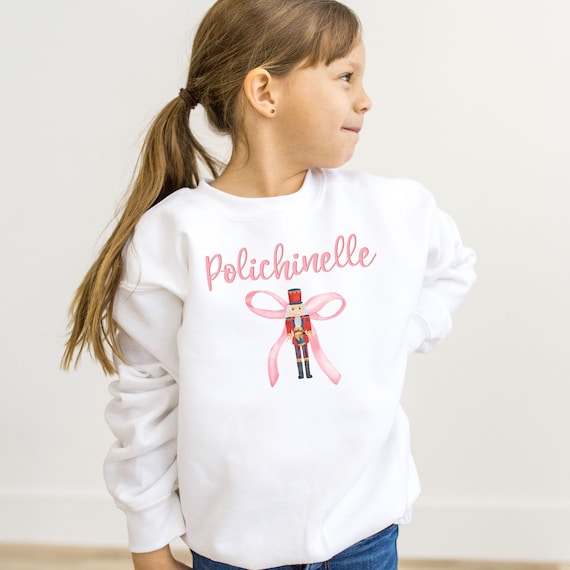 Polichinelle Nutcracker Coquette-Style YOUTH Sweatshirt, Kids Custom Nutcracker Ballet Sweater, Girls Christmas Ballet Shirt, Mother Ginger