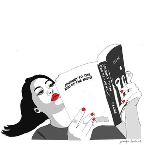 graphic print download ( jpg png and tif ) reading illustrations: ruth and celine. ( 15&quot; x 15&quot;, 150 dpi )