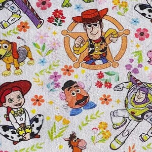 18x10&quot; Disney Toy Story Fabric 100% Cotton Fabric Remnant Buzz Lightyear Fabric Woody Fabric