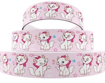 Disney Aristocat Ribbon 1" and 1.5" High Quality Grosgrain Ribbon By The Yard White Girl Cat Marie Ribbon Movie Film Duchess Daughter