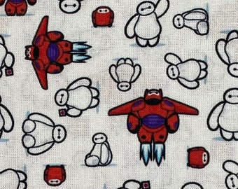 Disney Big Hero Six Fabric  100% Cotton Fabric Fat Quarter Tumbler Cut Disney Baymax Fabric Healthcare Companion Robot