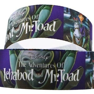 1" Disney Ichabob and Mr. Toad Adventures High Quality Grosgrain Ribbon | By The Yard Disneyland World Attraction Ride Movie Cartoon Frog