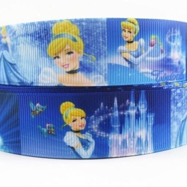 Disney Cinderella Ribbon 1" High Quality Grosgrain Ribbon By The Yard Princess Ribbon Castle Fairies