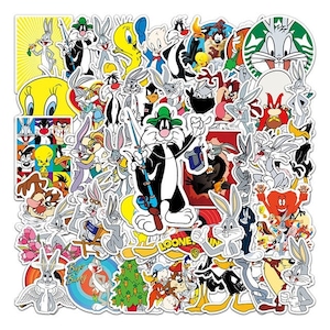Looney Tunes Stickers Pack | Water Resistant | Bugs Bunny Daffy Duck Tweety Bird and More | Laptop Water Bottle | Scrapbooking | Journaling