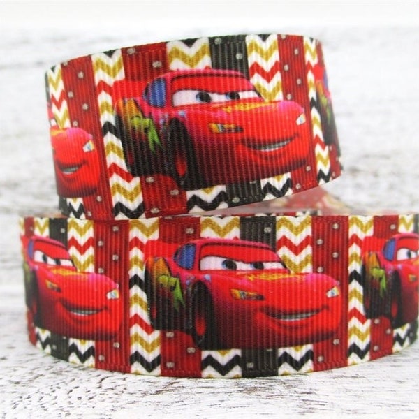 Disney Cars Ribbon 3/8", 1.5" and 2" High Quality Grosgrain Ribbon By The Yard Movie Film Inspired  Lightning McQueen Racing Ribbon