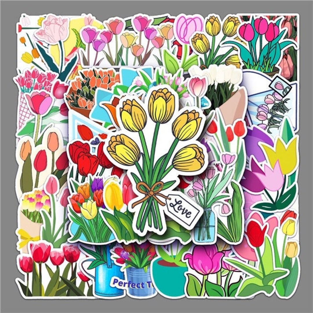 Tulips Flowers Stickers Pack | Water Resistant | Laptop Stickers ...