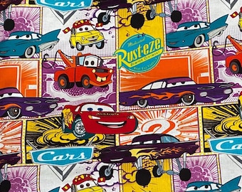 Disney Cars Fabric 100% Cotton Fabric by the Yard Lightning McQueen Mater Sally Cruz Cal Cars Land Fabric